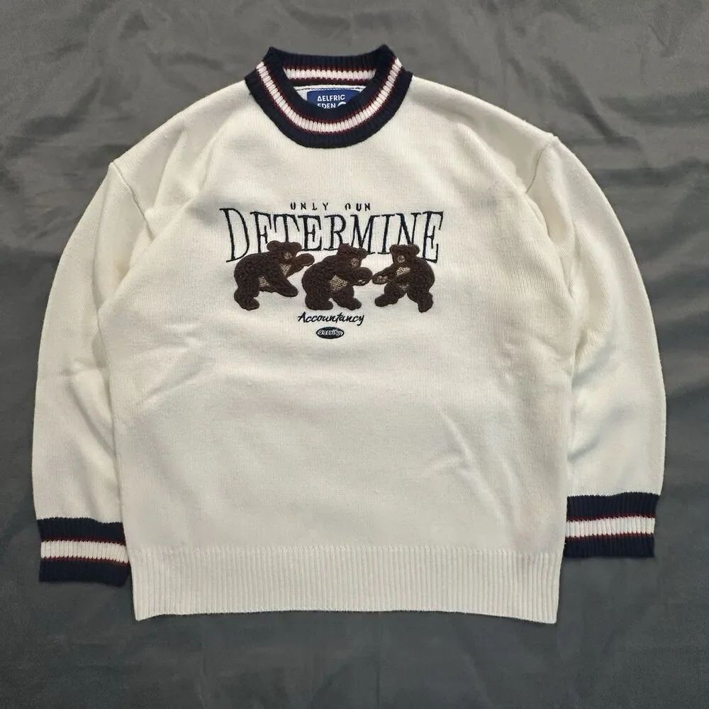 Aelfric Eden Bear Sweater Determine Embroidered Crewneck Unisex Outdoors